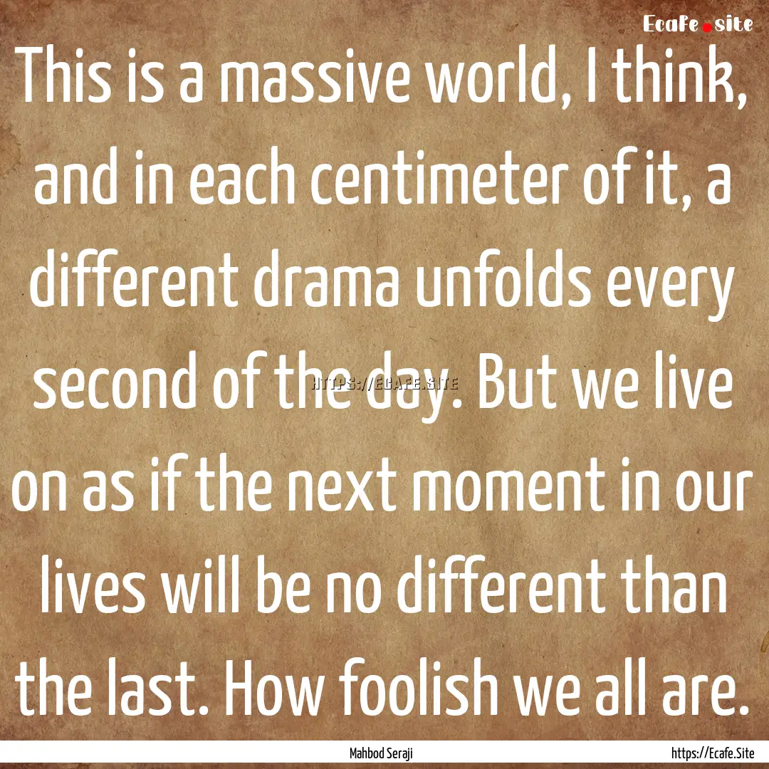 This is a massive world, I think, and in.... : Quote by Mahbod Seraji