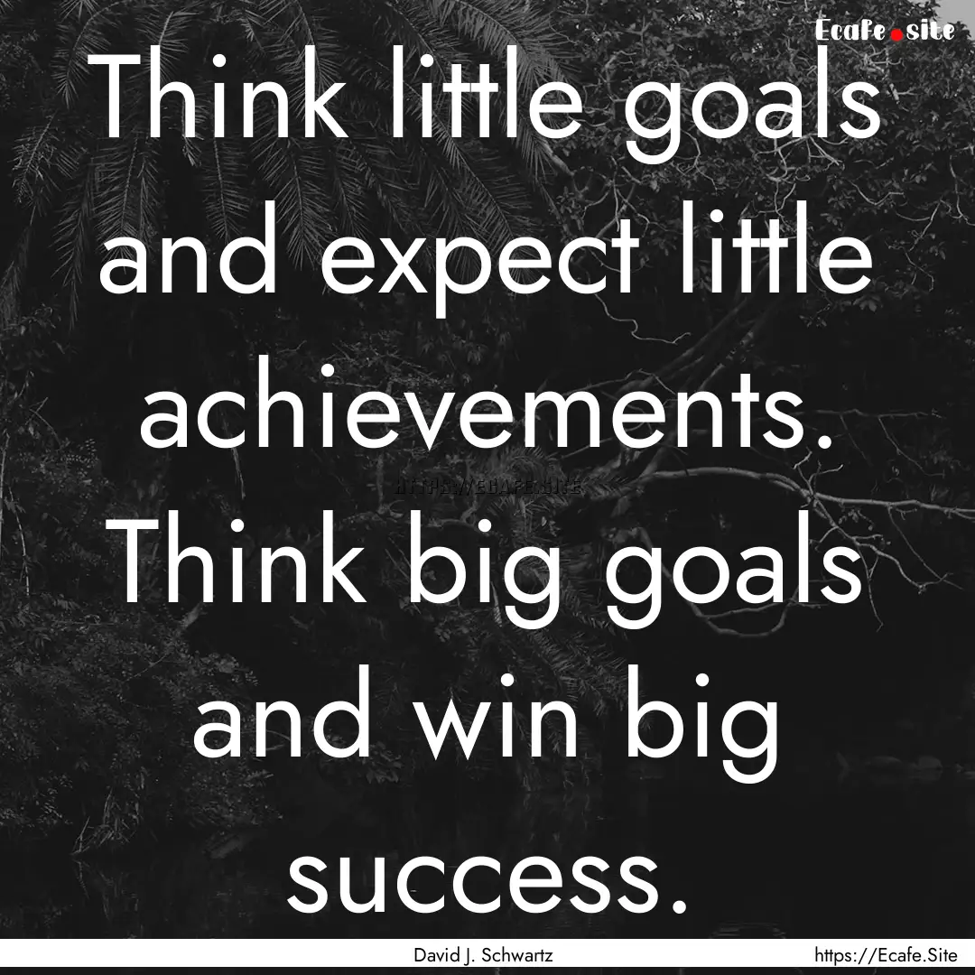 Think little goals and expect little achievements..... : Quote by David J. Schwartz