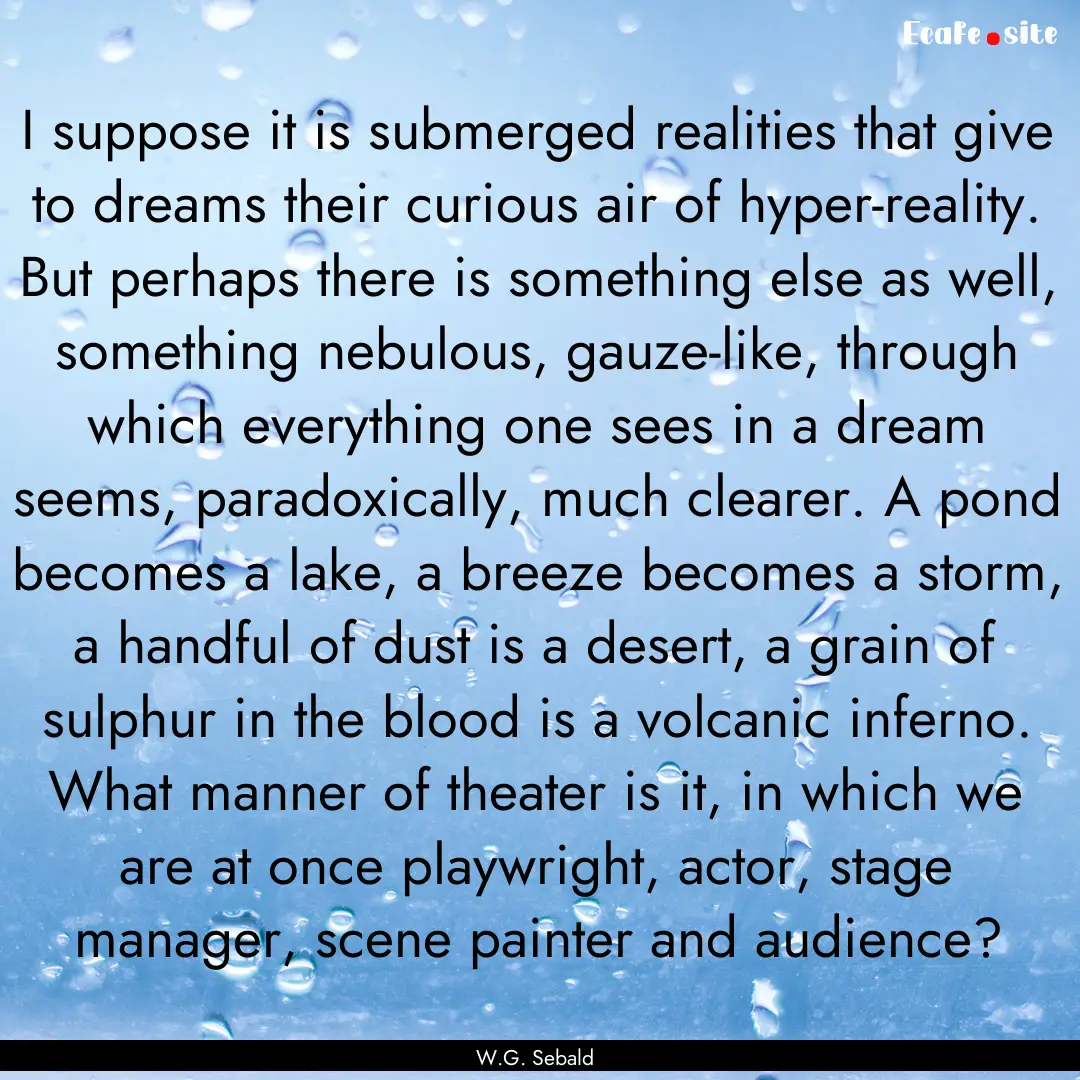 I suppose it is submerged realities that.... : Quote by W.G. Sebald