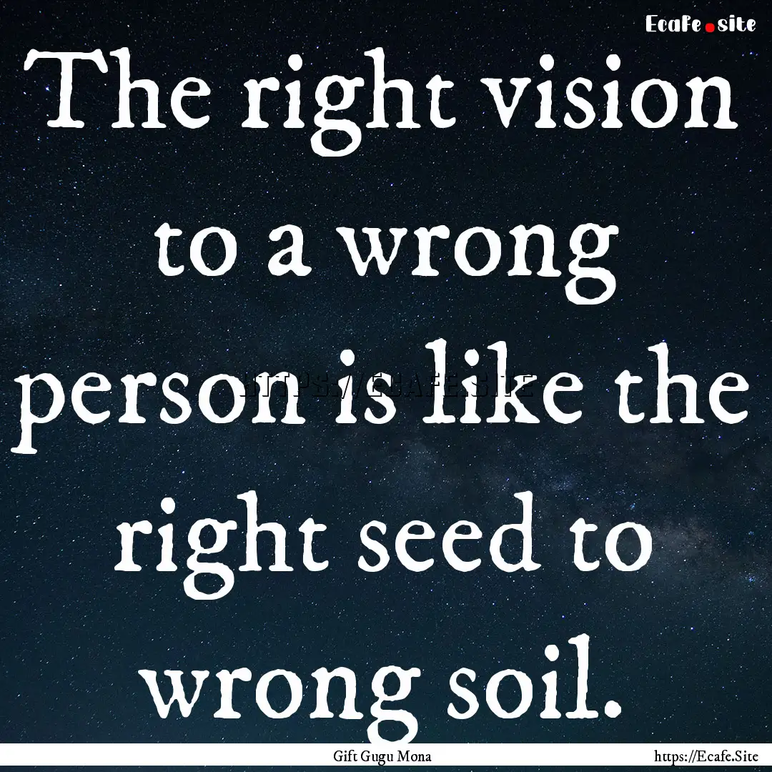 The right vision to a wrong person is like.... : Quote by Gift Gugu Mona