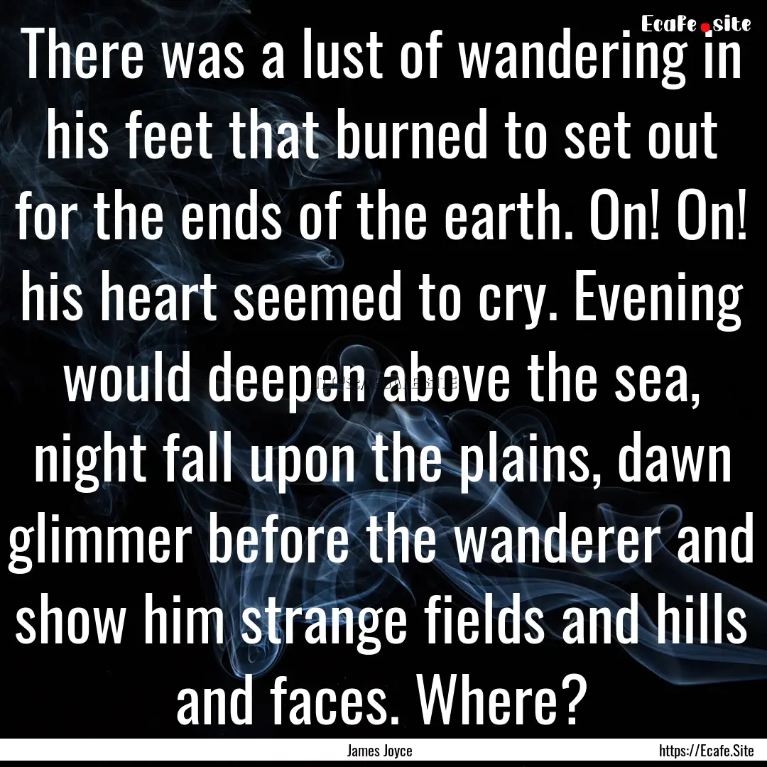 There was a lust of wandering in his feet.... : Quote by James Joyce