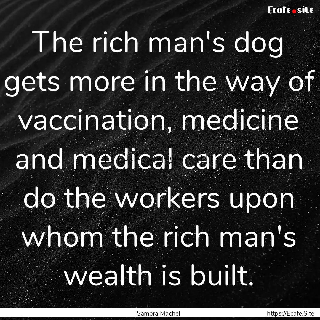 The rich man's dog gets more in the way of.... : Quote by Samora Machel