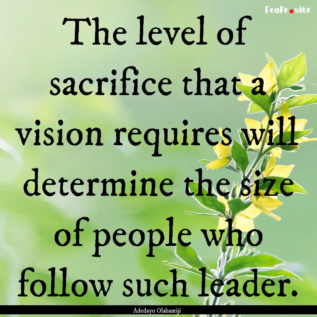 The level of sacrifice that a vision requires.... : Quote by Adedayo Olabamiji