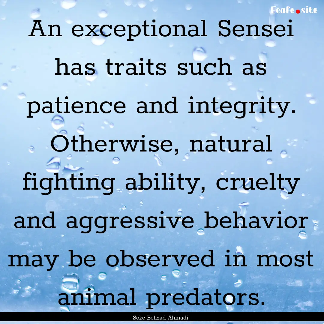 An exceptional Sensei has traits such as.... : Quote by Soke Behzad Ahmadi