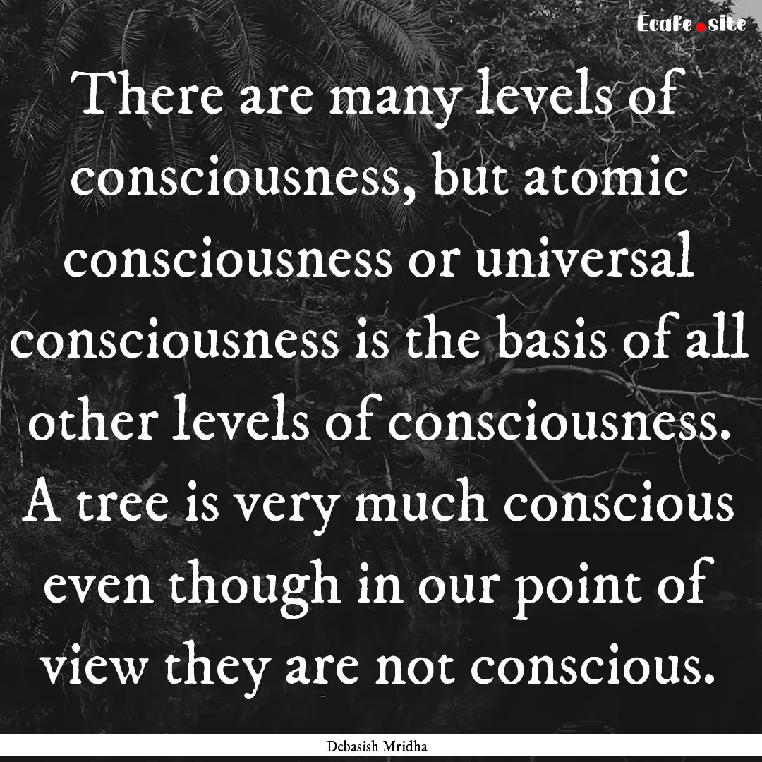 There are many levels of consciousness, but.... : Quote by Debasish Mridha