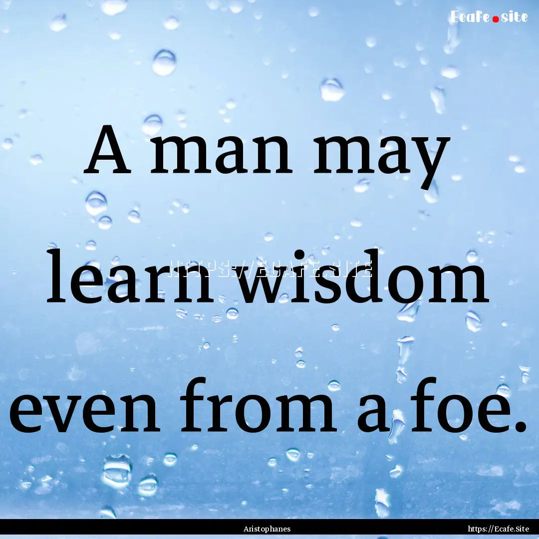 A man may learn wisdom even from a foe. : Quote by Aristophanes