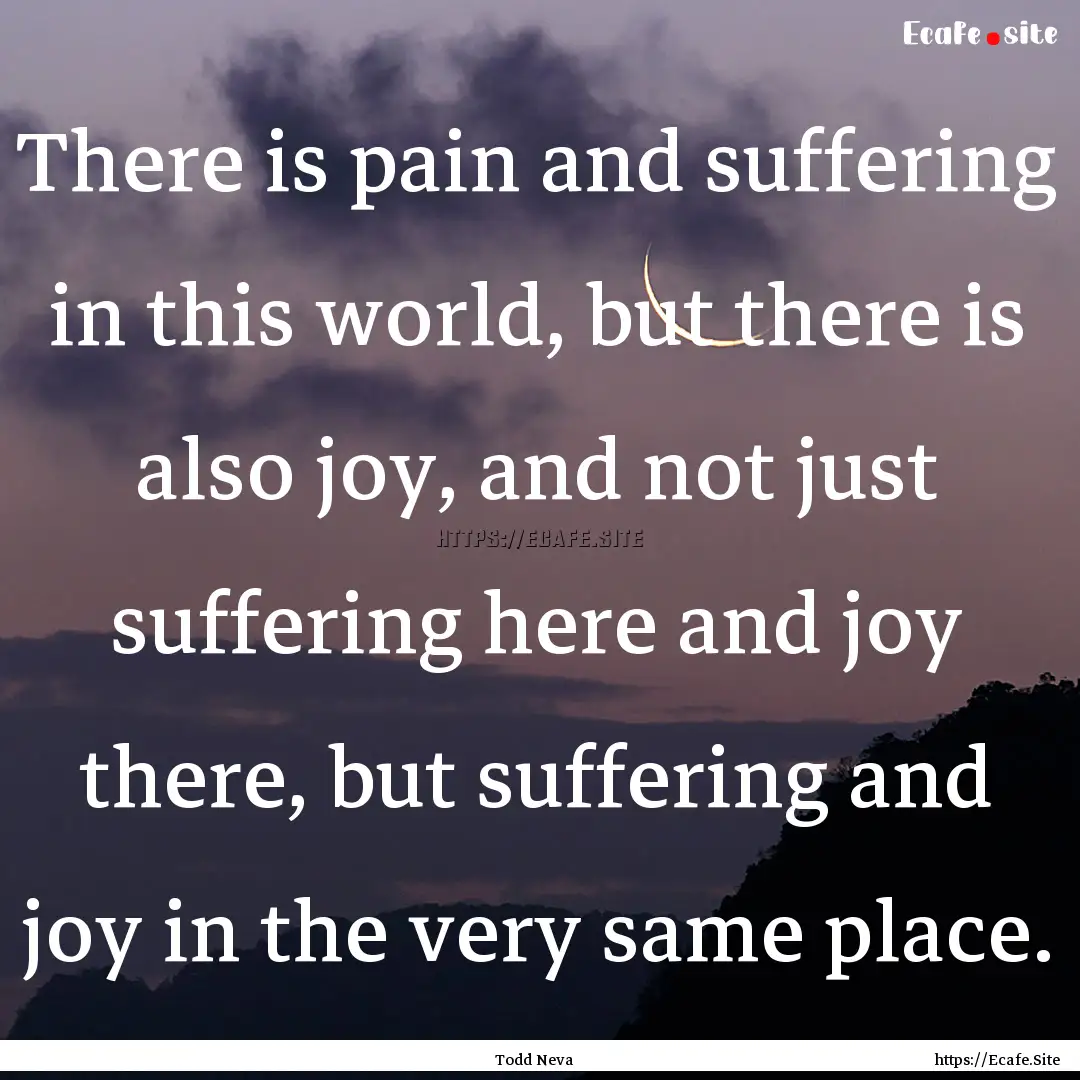 There is pain and suffering in this world,.... : Quote by Todd Neva