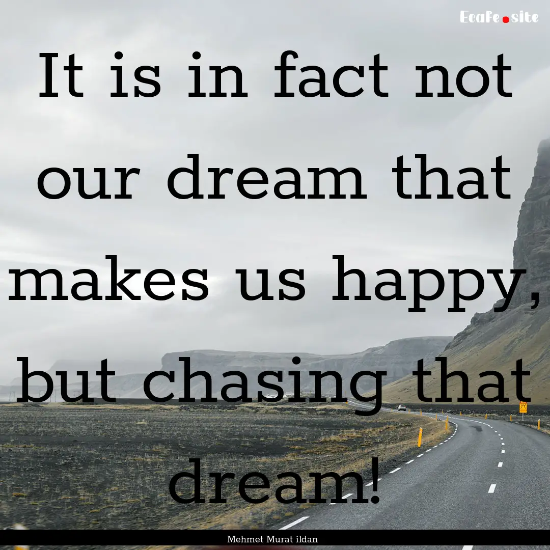 It is in fact not our dream that makes us.... : Quote by Mehmet Murat ildan