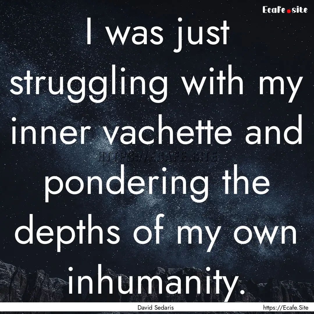 I was just struggling with my inner vachette.... : Quote by David Sedaris