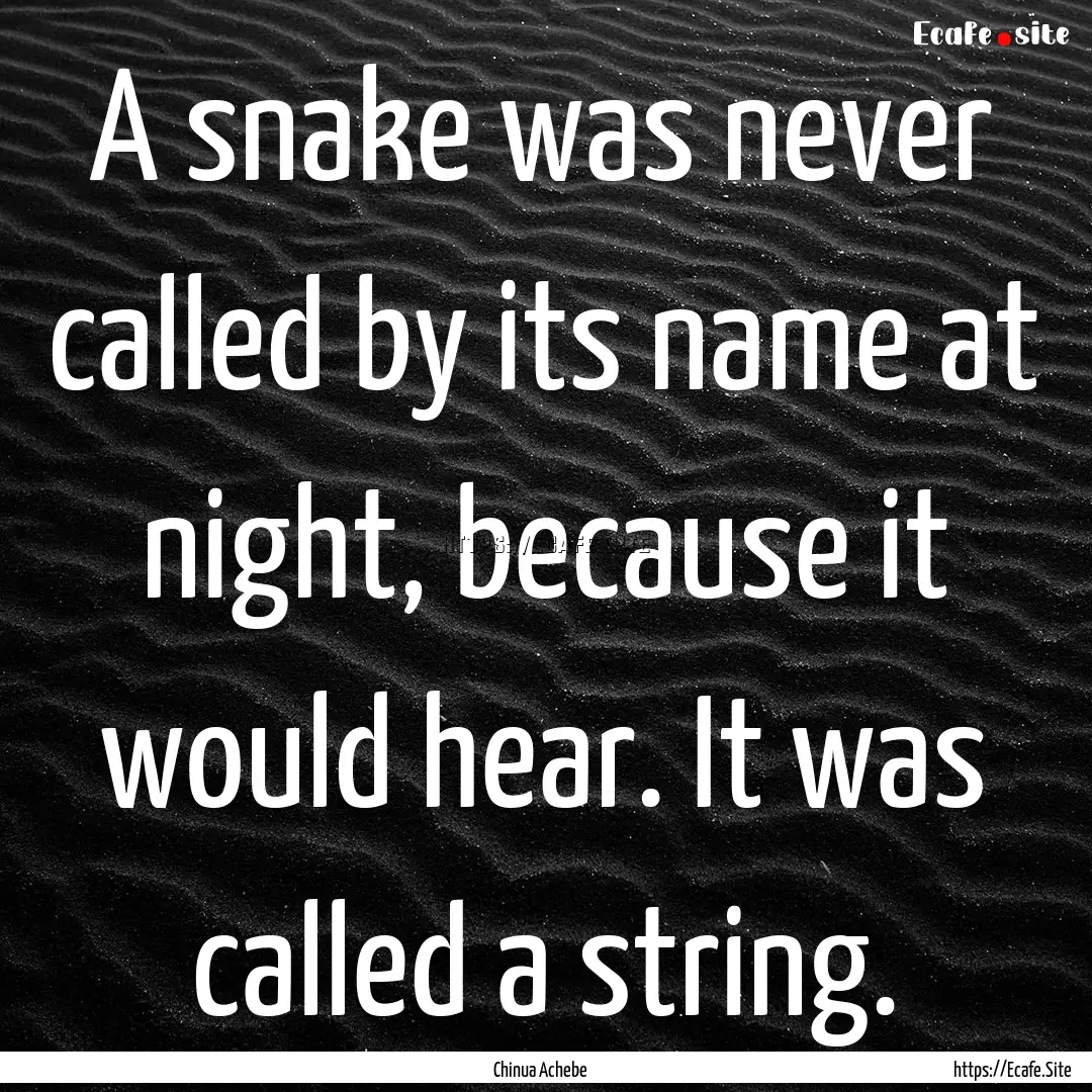 A snake was never called by its name at night,.... : Quote by Chinua Achebe