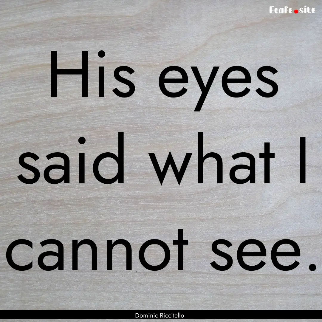 His eyes said what I cannot see. : Quote by Dominic Riccitello