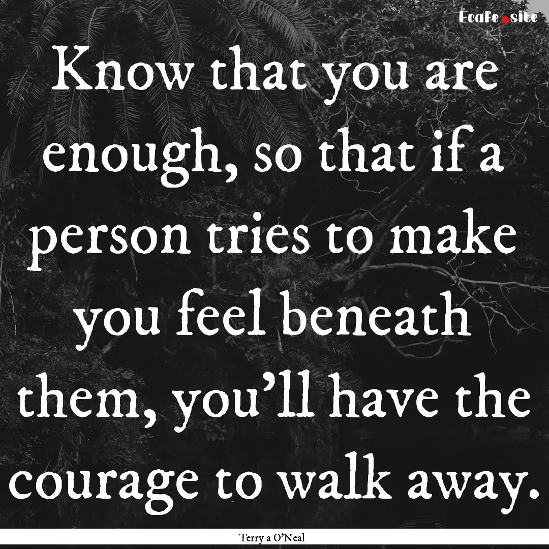 Know that you are enough, so that if a person.... : Quote by Terry a O'Neal