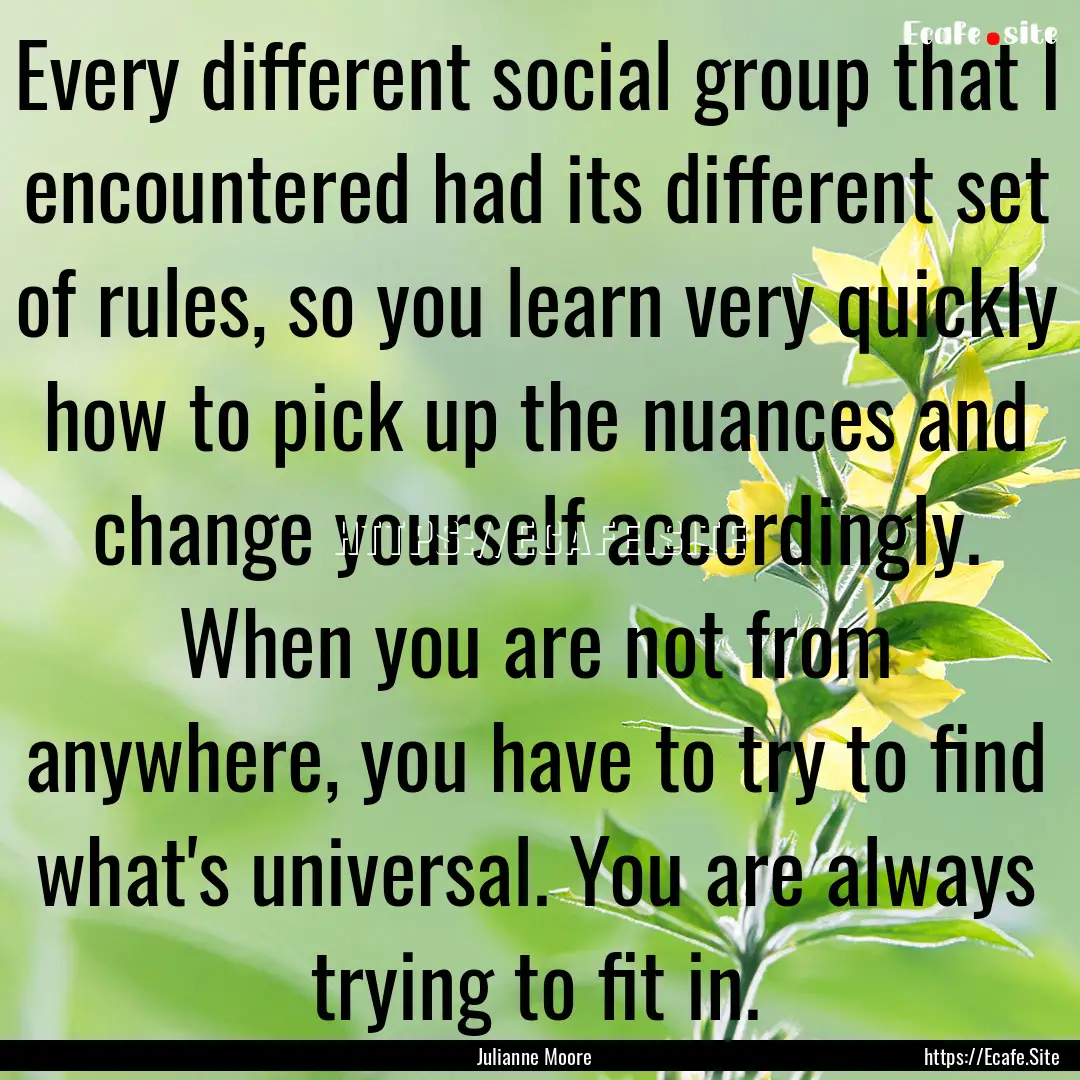 Every different social group that I encountered.... : Quote by Julianne Moore