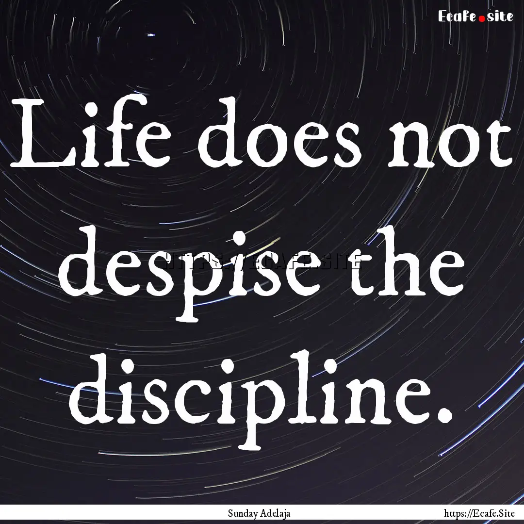 Life does not despise the discipline. : Quote by Sunday Adelaja