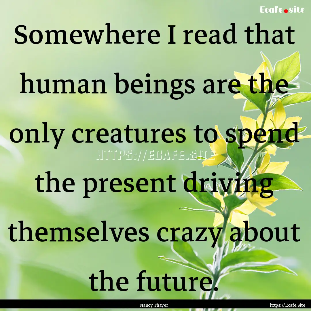 Somewhere I read that human beings are the.... : Quote by Nancy Thayer