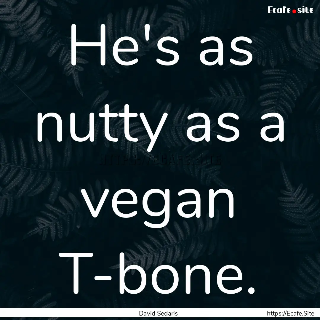 He's as nutty as a vegan T-bone. : Quote by David Sedaris