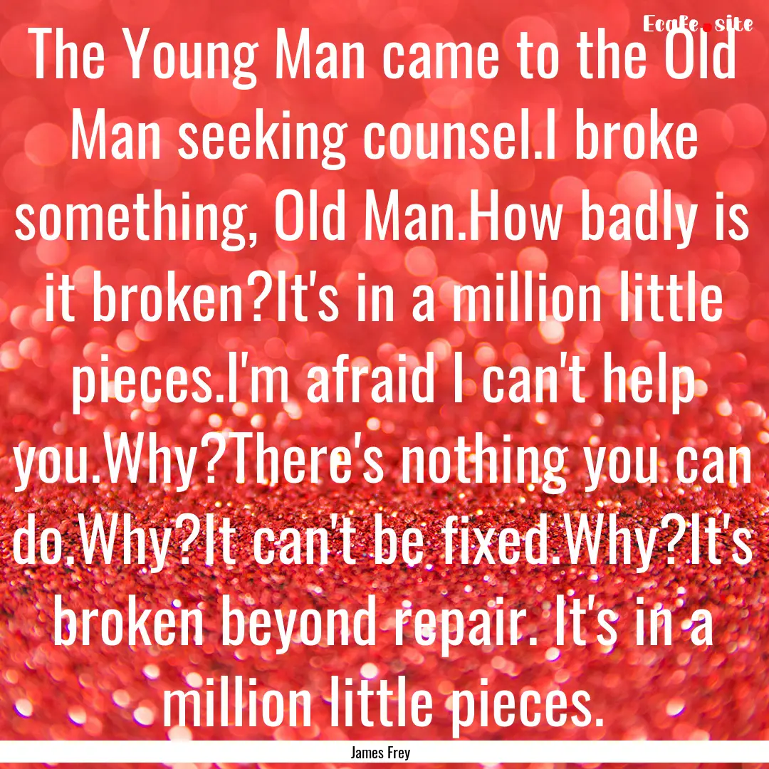 The Young Man came to the Old Man seeking.... : Quote by James Frey