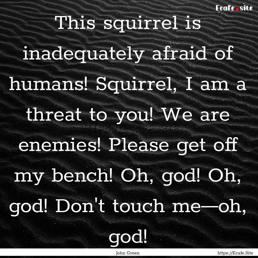 This squirrel is inadequately afraid of humans!.... : Quote by John Green