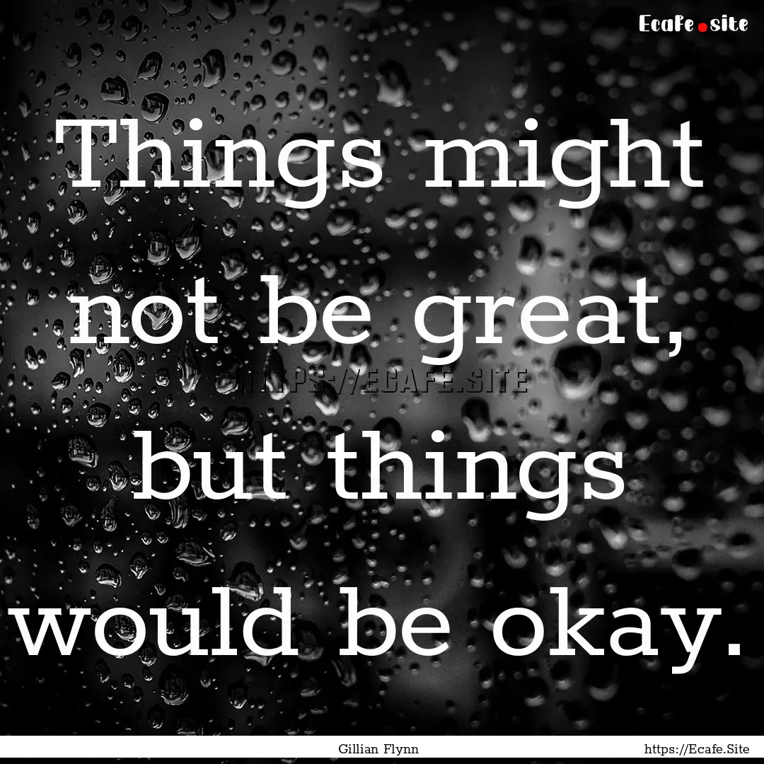 Things might not be great, but things would.... : Quote by Gillian Flynn