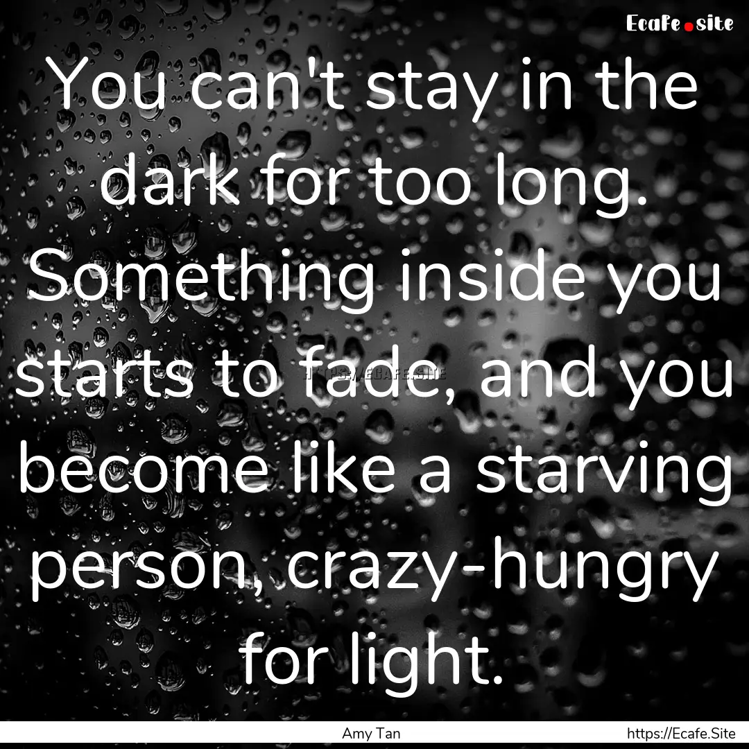 You can't stay in the dark for too long..... : Quote by Amy Tan