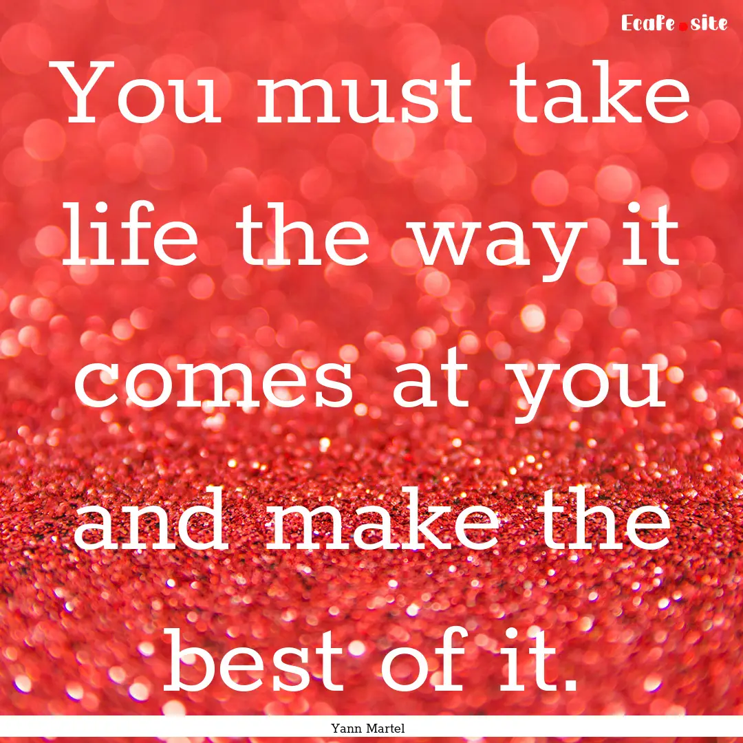 You must take life the way it comes at you.... : Quote by Yann Martel