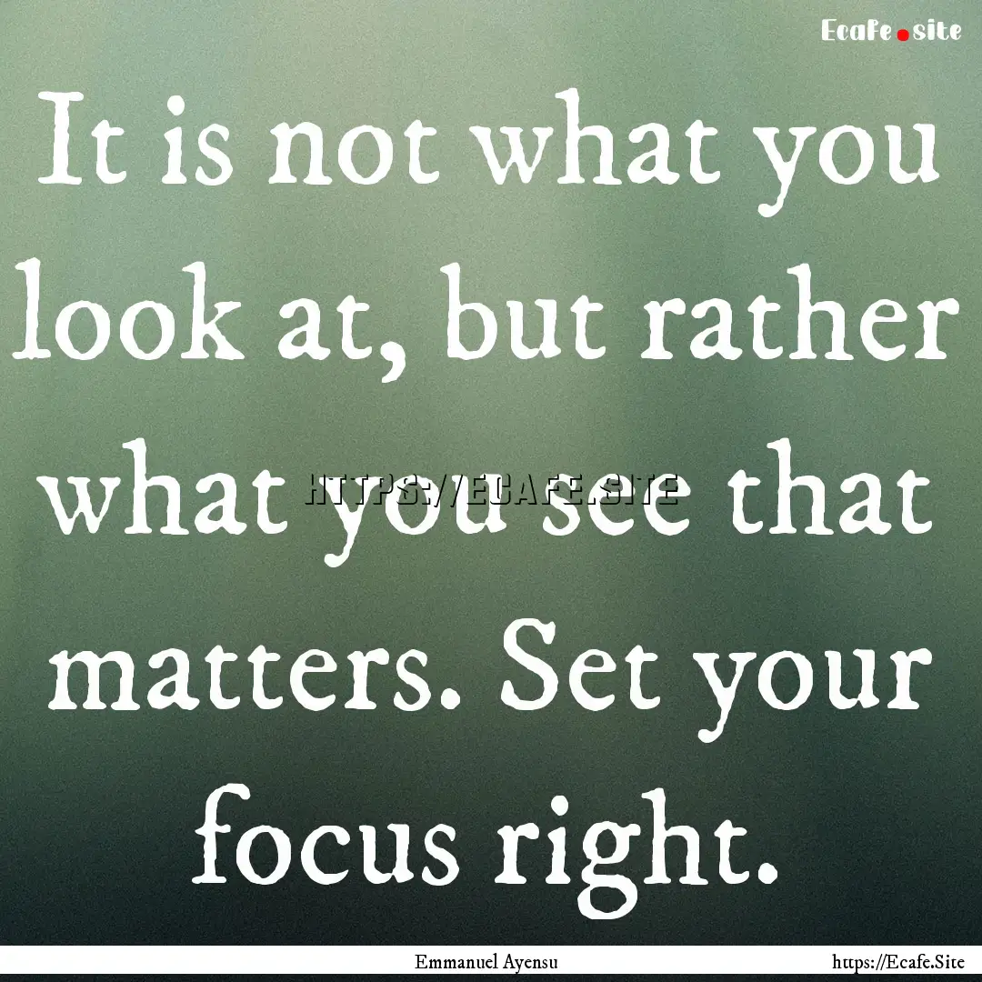 It is not what you look at, but rather what.... : Quote by Emmanuel Ayensu