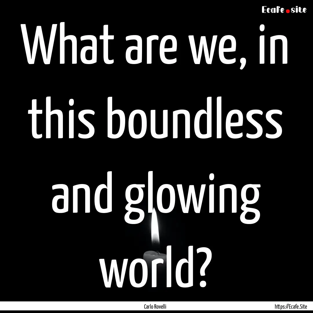 What are we, in this boundless and glowing.... : Quote by Carlo Rovelli