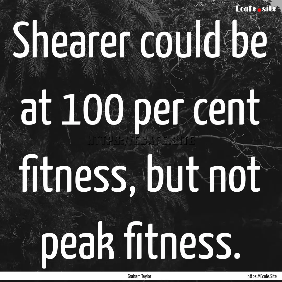 Shearer could be at 100 per cent fitness,.... : Quote by Graham Taylor