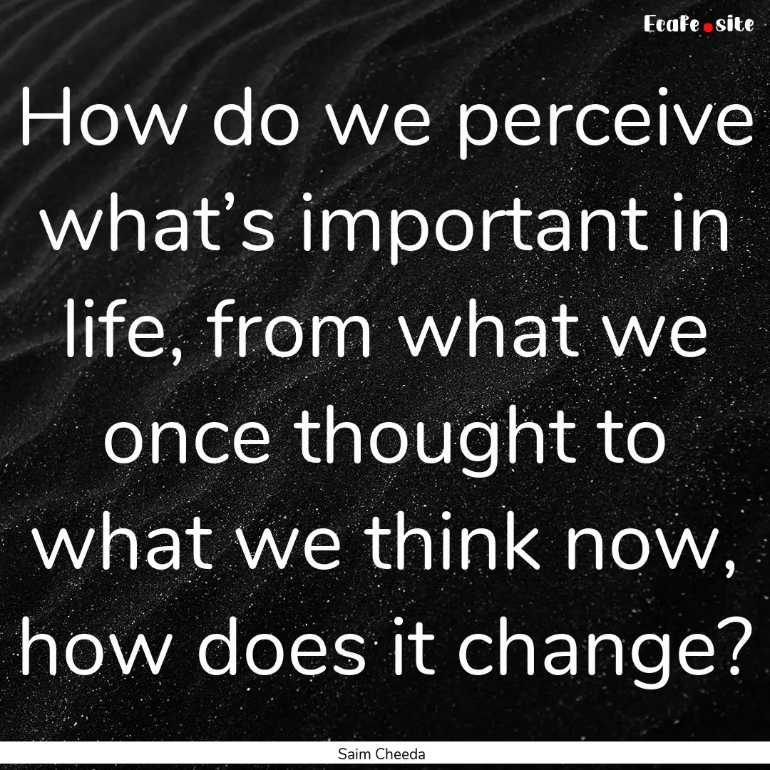 How do we perceive what’s important in.... : Quote by Saim Cheeda