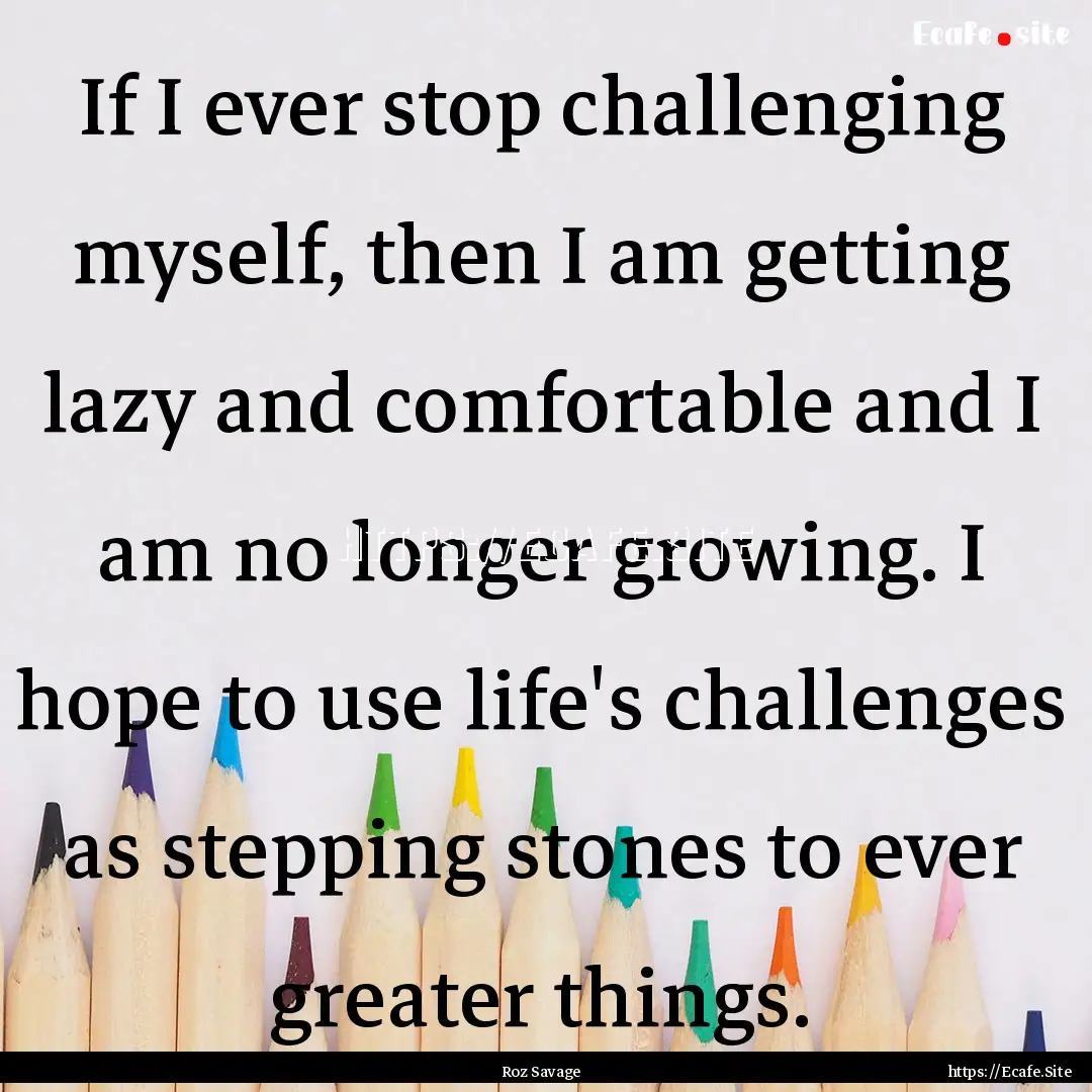 If I ever stop challenging myself, then I.... : Quote by Roz Savage