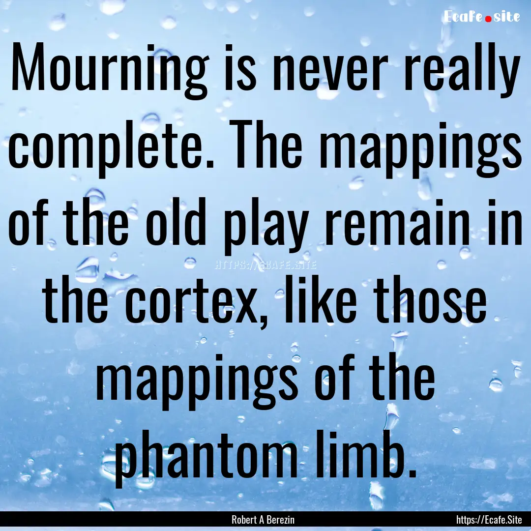 Mourning is never really complete. The mappings.... : Quote by Robert A Berezin