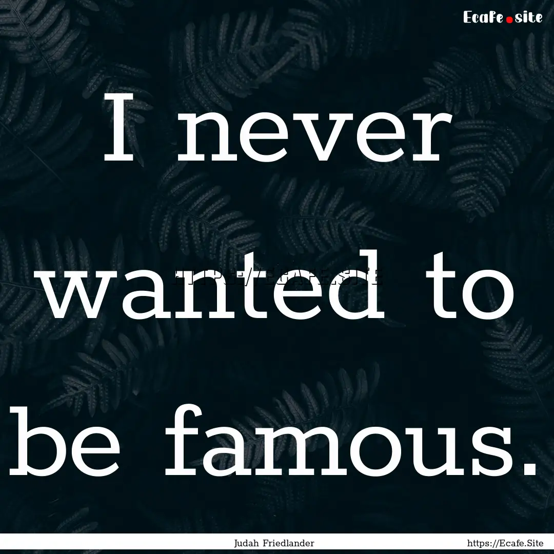 I never wanted to be famous. : Quote by Judah Friedlander