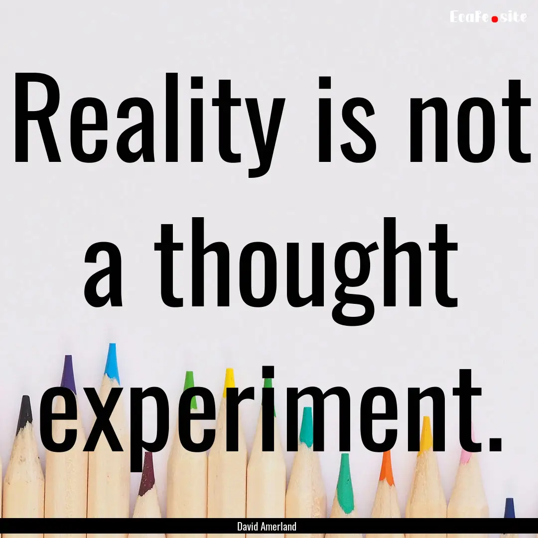 Reality is not a thought experiment. : Quote by David Amerland