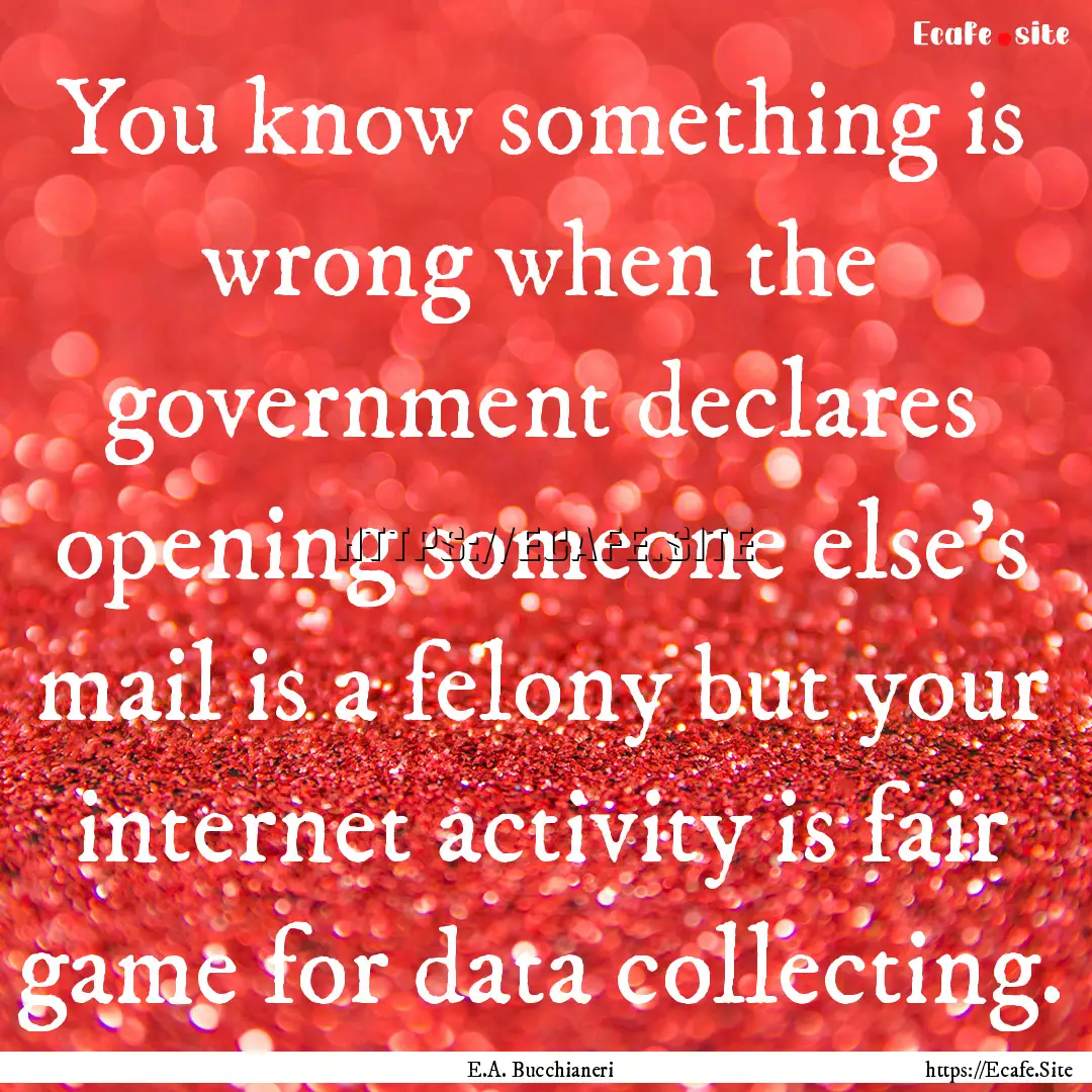 You know something is wrong when the government.... : Quote by E.A. Bucchianeri