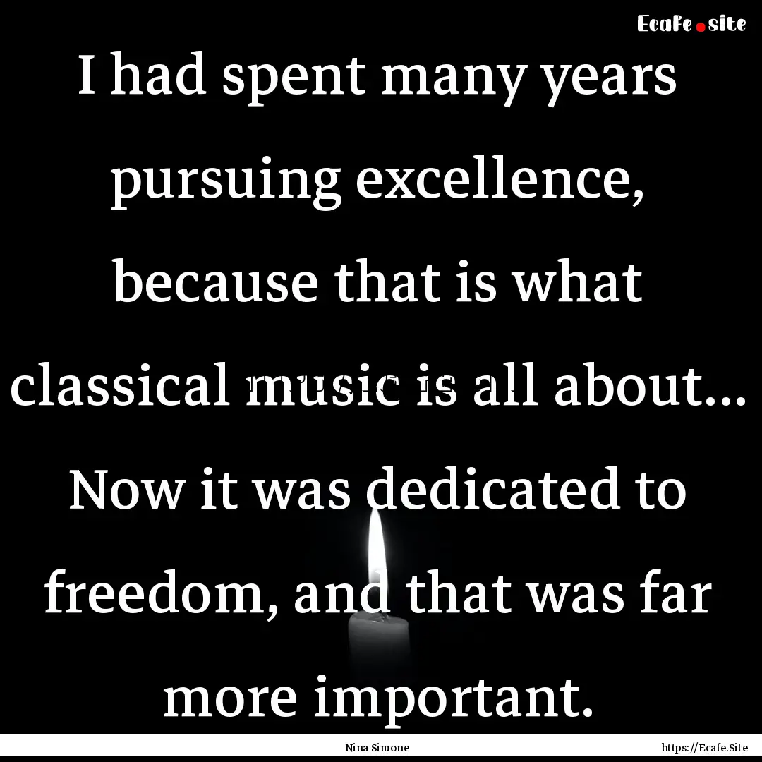 I had spent many years pursuing excellence,.... : Quote by Nina Simone