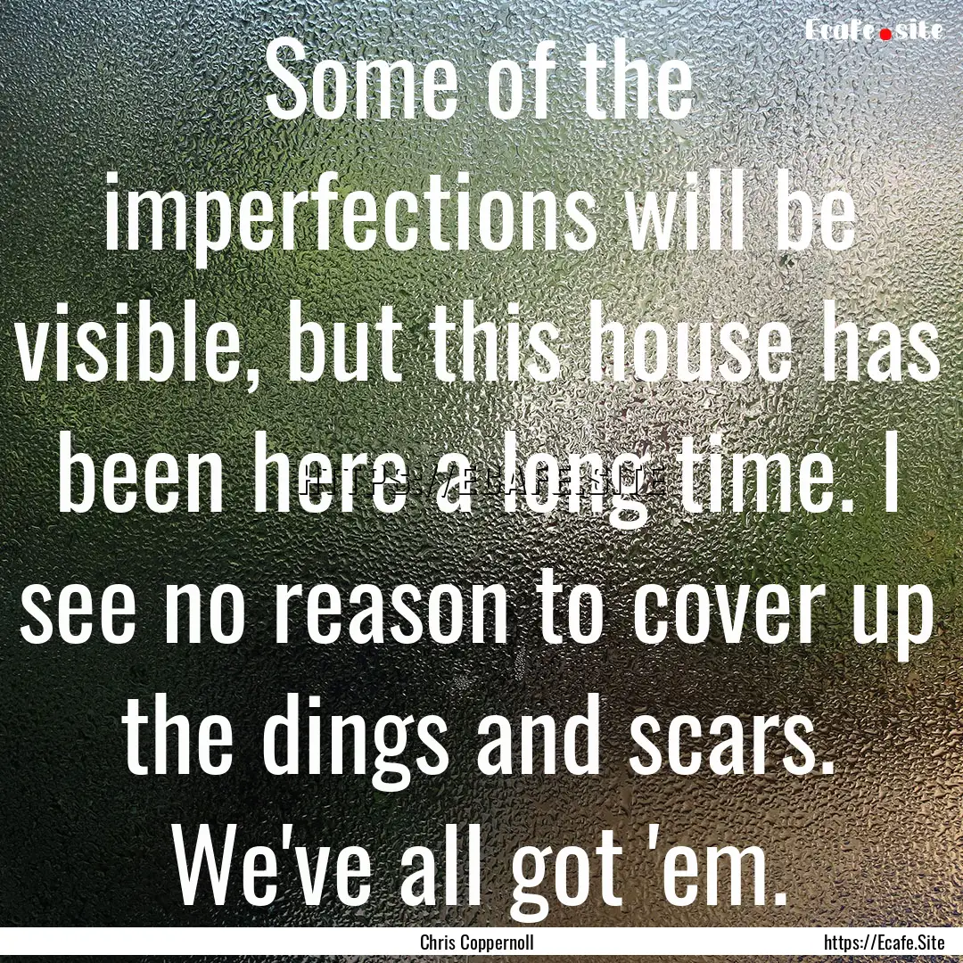 Some of the imperfections will be visible,.... : Quote by Chris Coppernoll