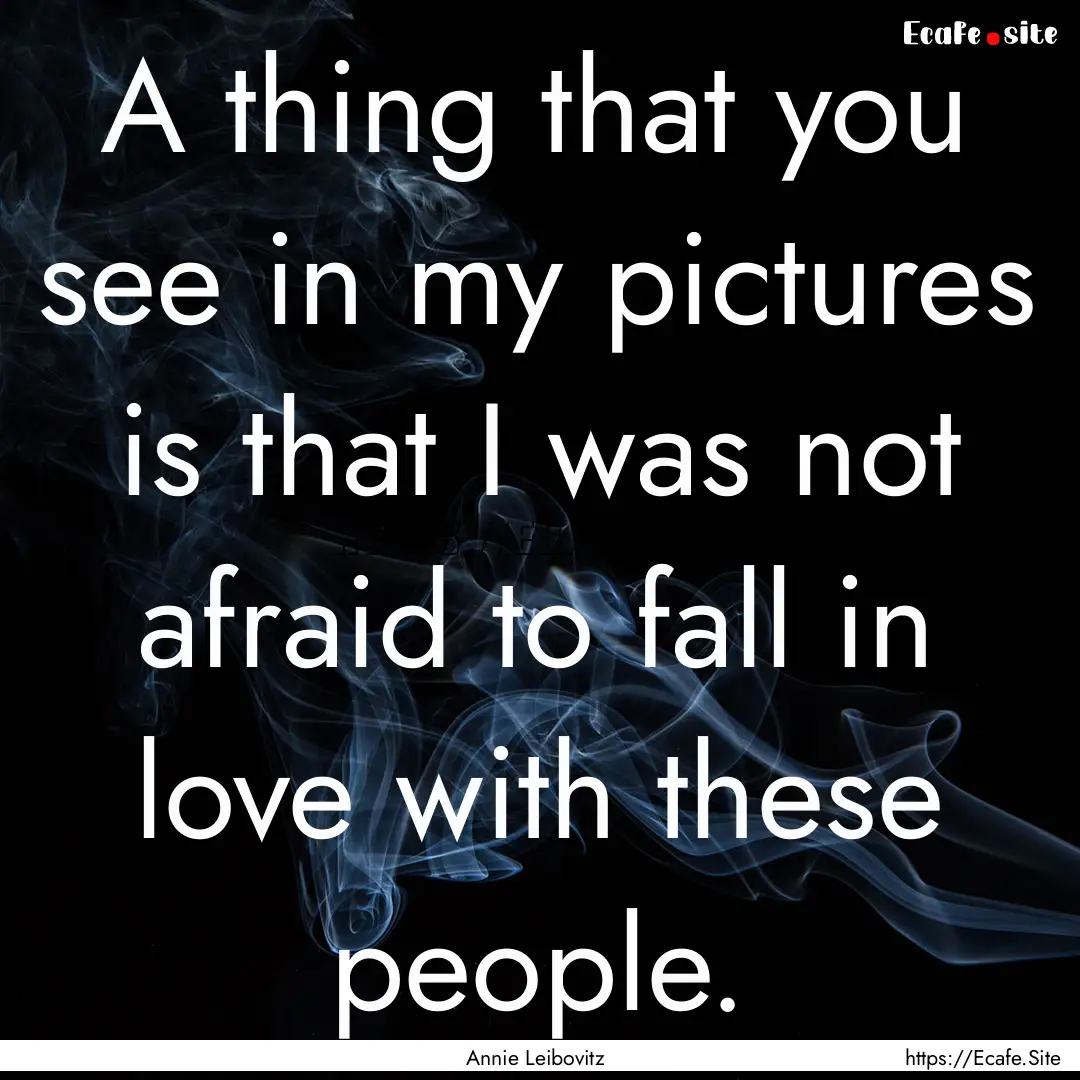 A thing that you see in my pictures is that.... : Quote by Annie Leibovitz