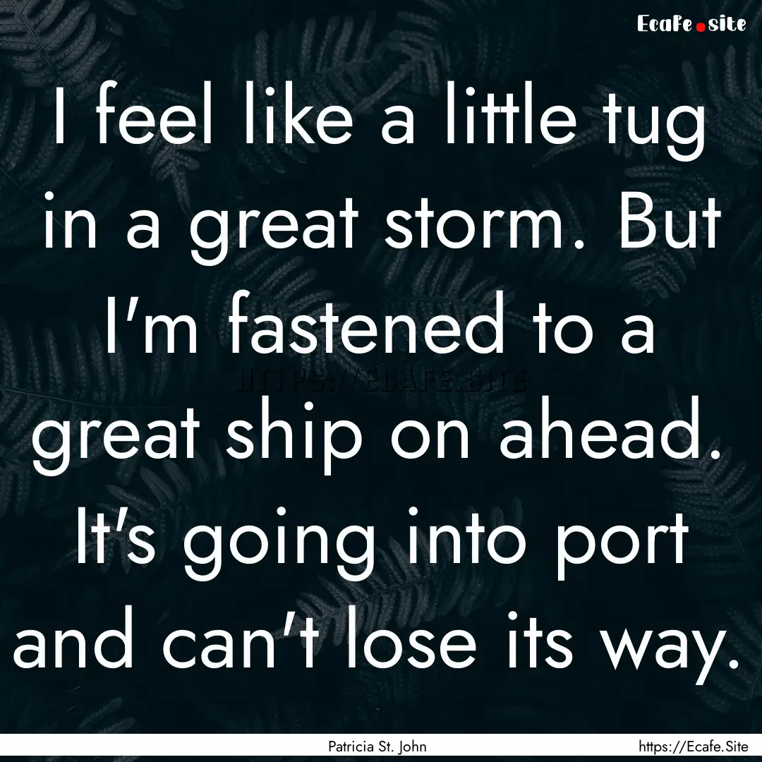 I feel like a little tug in a great storm..... : Quote by Patricia St. John