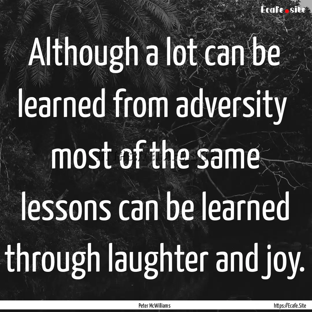 Although a lot can be learned from adversity.... : Quote by Peter McWilliams