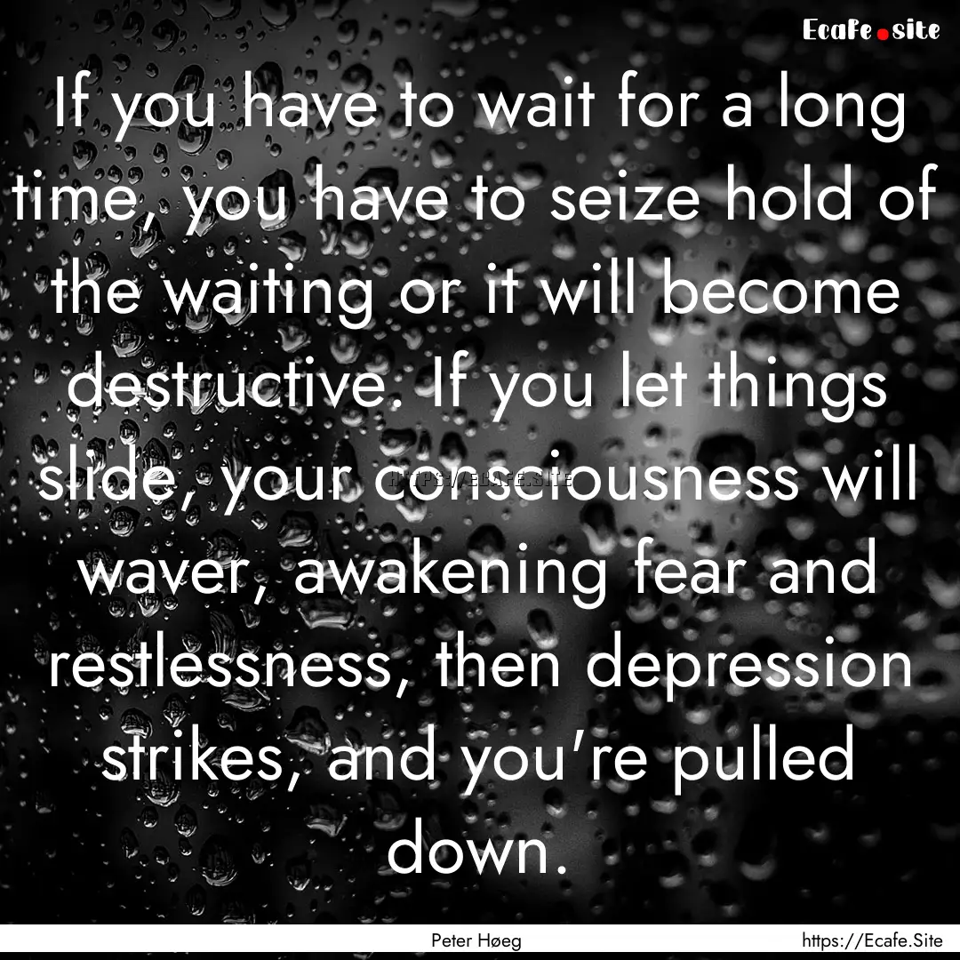 If you have to wait for a long time, you.... : Quote by Peter Høeg