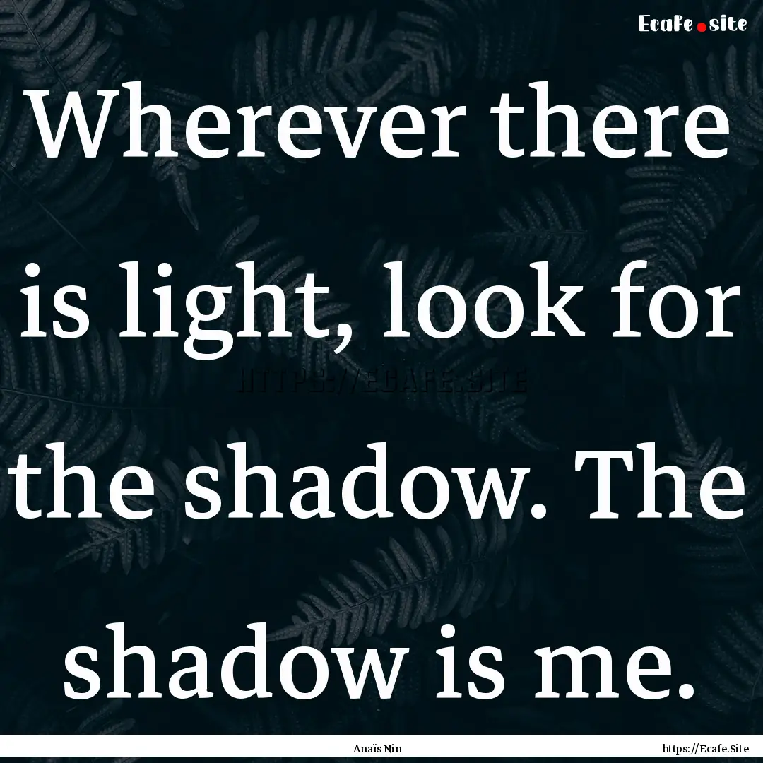 Wherever there is light, look for the shadow..... : Quote by Anaïs Nin