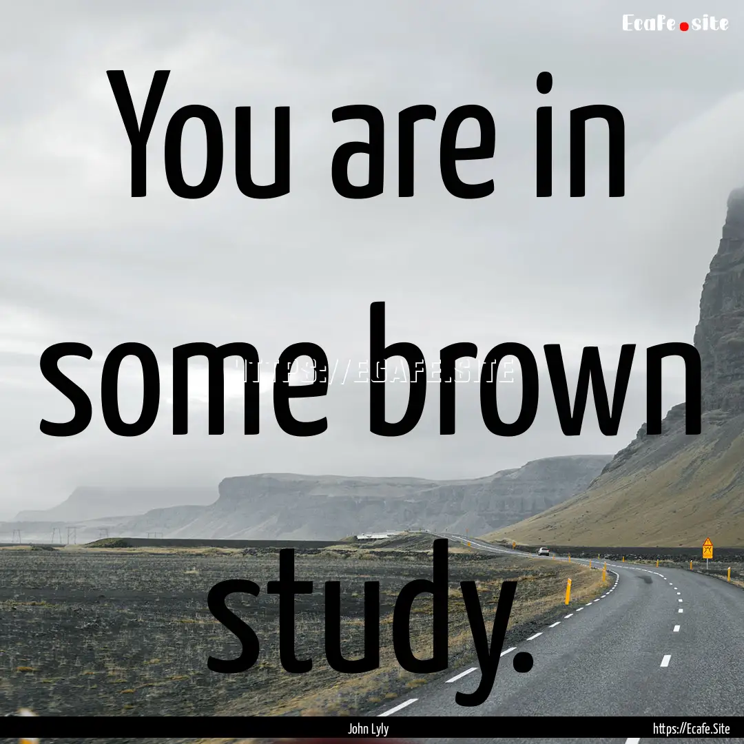 You are in some brown study. : Quote by John Lyly