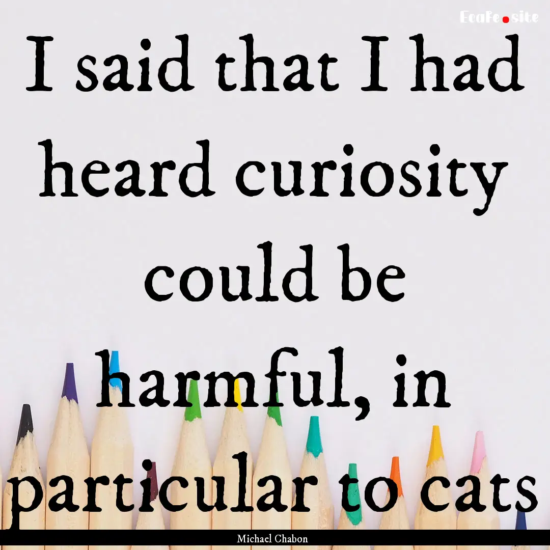 I said that I had heard curiosity could be.... : Quote by Michael Chabon