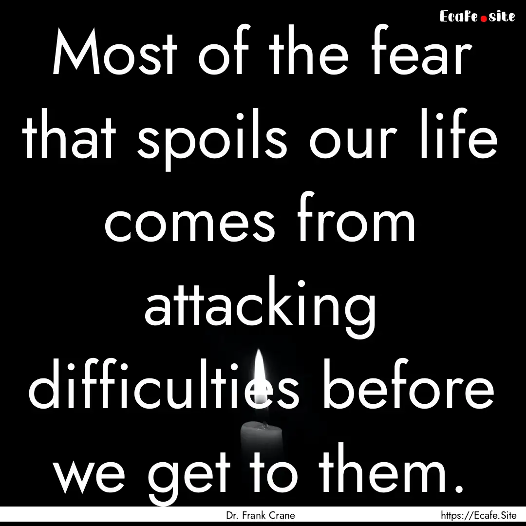 Most of the fear that spoils our life comes.... : Quote by Dr. Frank Crane