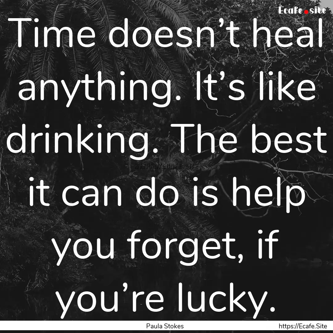 Time doesn’t heal anything. It’s like.... : Quote by Paula Stokes