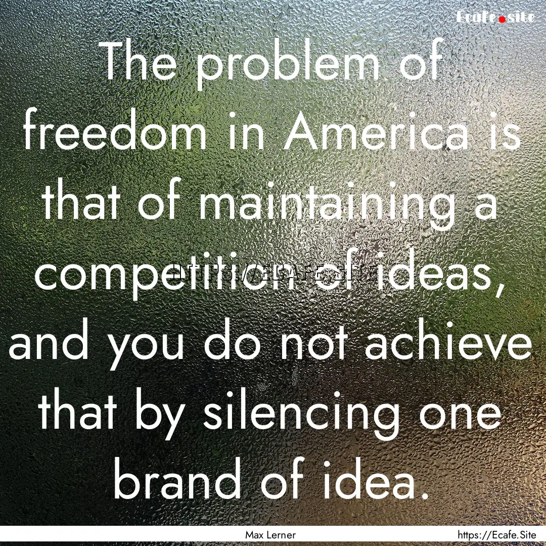 The problem of freedom in America is that.... : Quote by Max Lerner