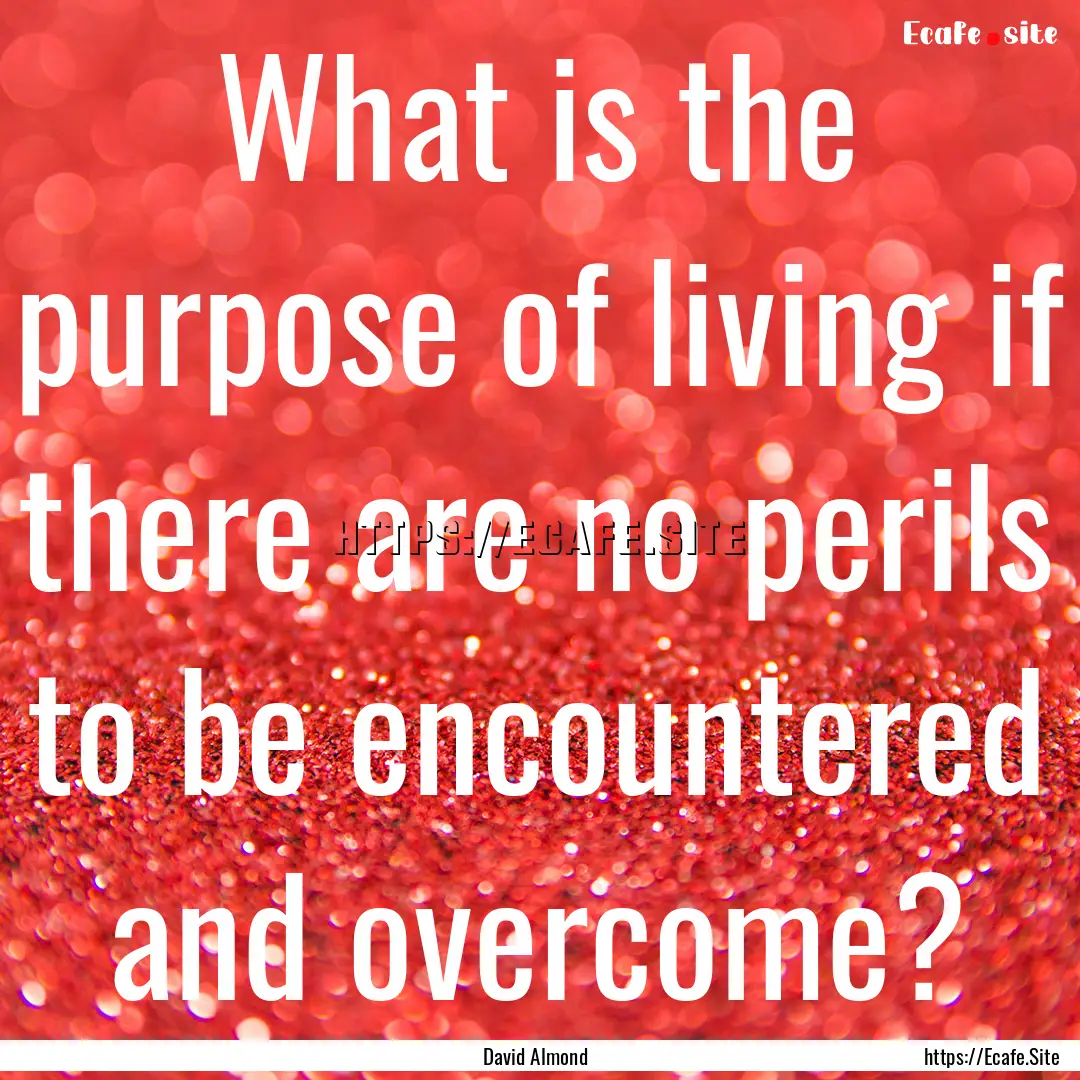 What is the purpose of living if there are.... : Quote by David Almond