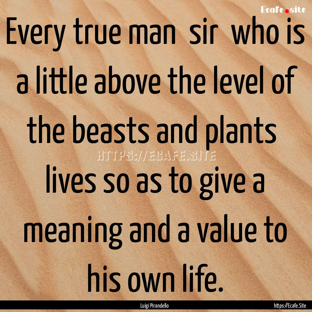 Every true man sir who is a little above.... : Quote by Luigi Pirandello