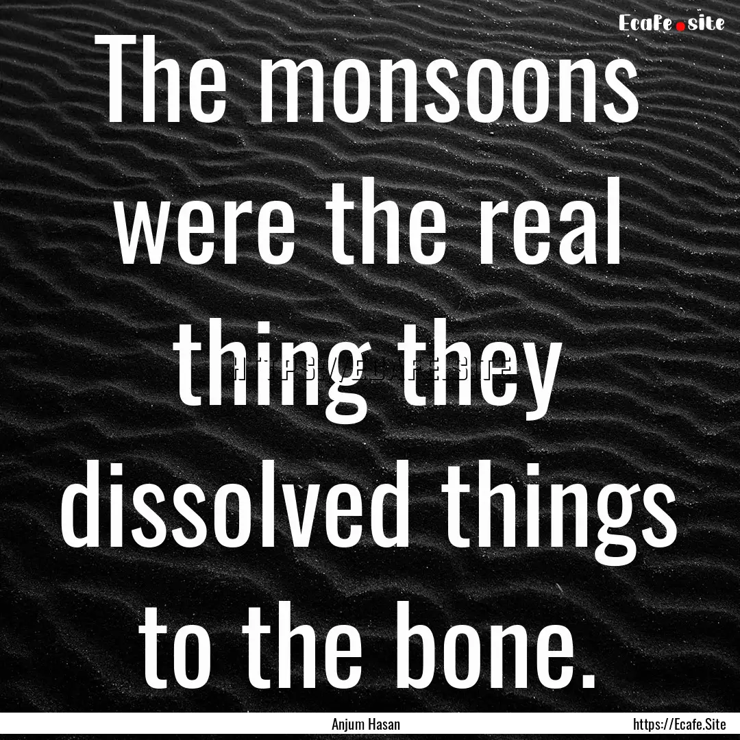 The monsoons were the real thing they dissolved.... : Quote by Anjum Hasan