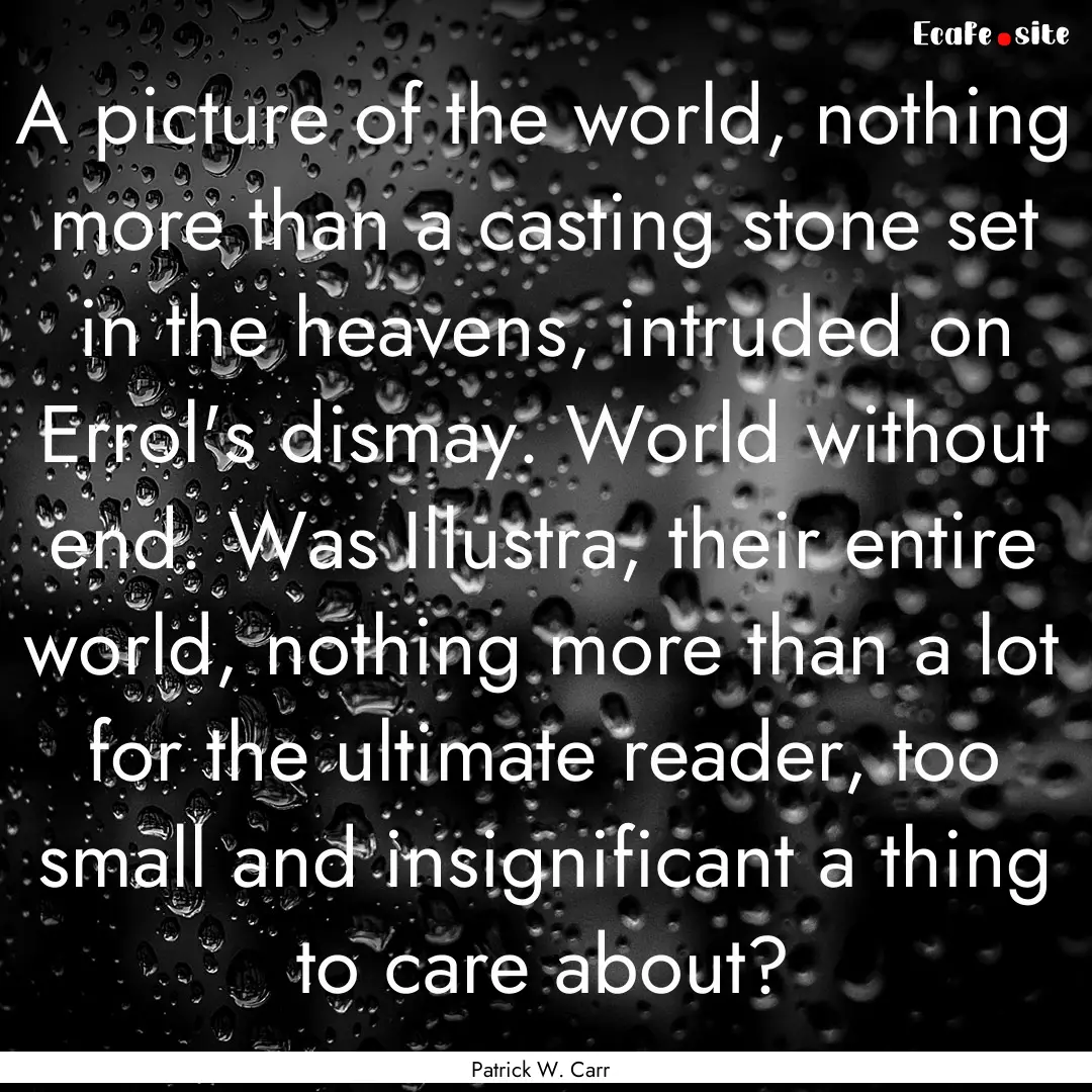 A picture of the world, nothing more than.... : Quote by Patrick W. Carr